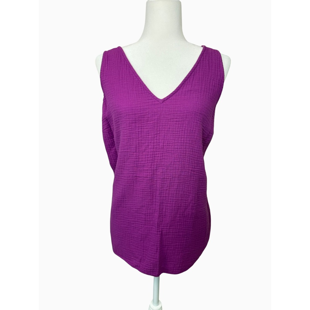Old Navy XL Purple Beetroot Gauze Cotton V Neck Sleeveless Tank Top Boho